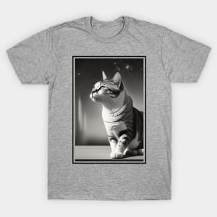 cat looking at sunset by kaziknows T-Shirt